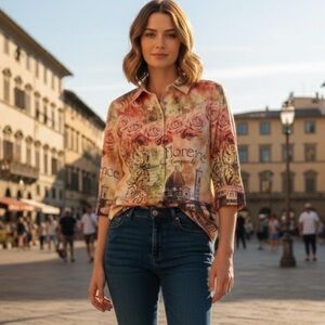 Patchington Multicolor Artistic Button-Up Shirt